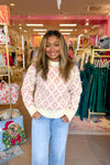 Pink and Cream Diamond Pattern Sweater