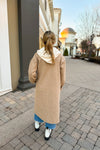 Mocha Longline Jacket With Built In Hoodie