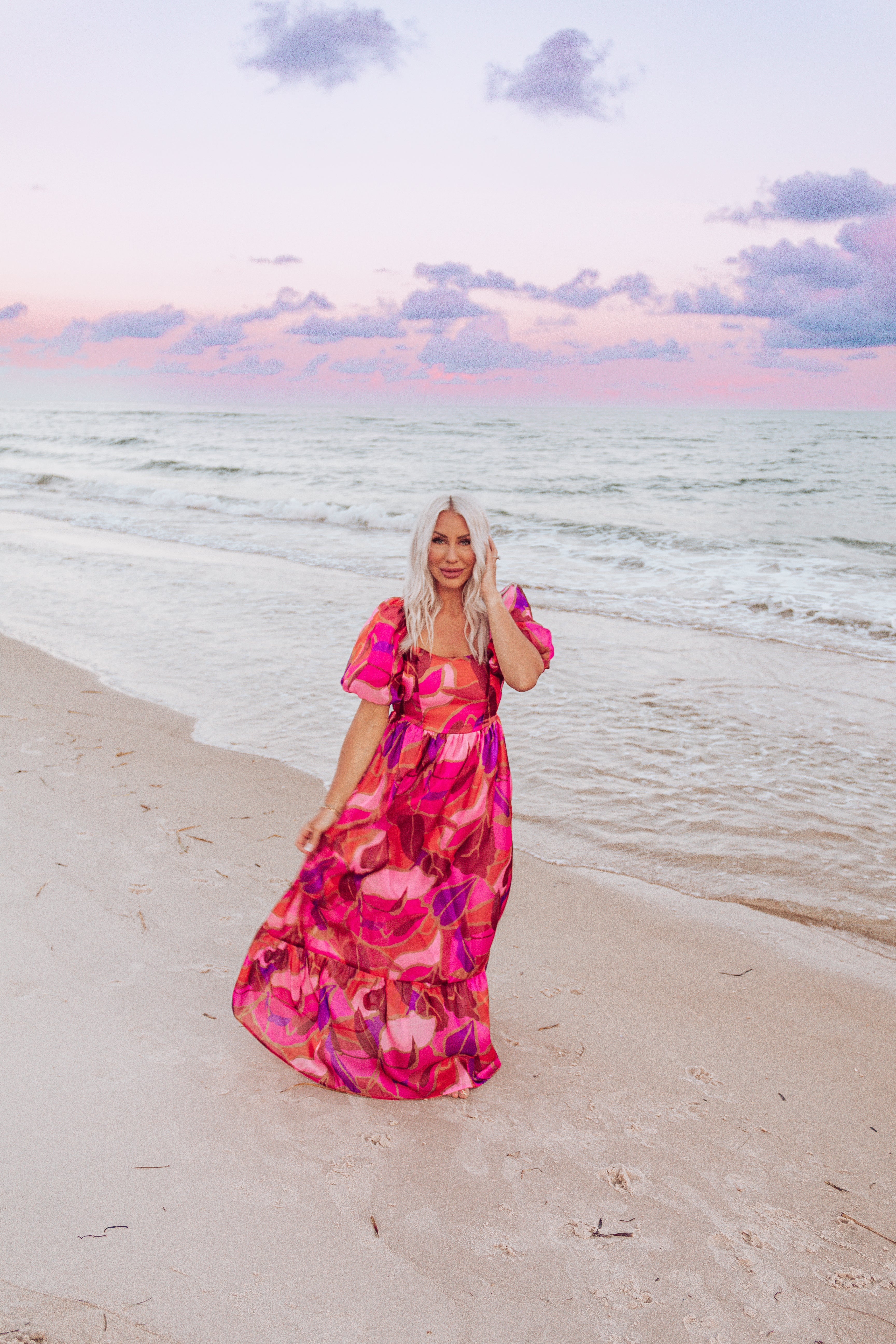 Fall Florals Puff Sleeve Maxi Dress