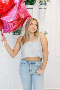 Silver Rhinestone Tank Top