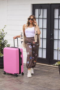 Gray Embroidered Patch Sweatpants