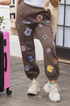 Gray Embroidered Patch Sweatpants
