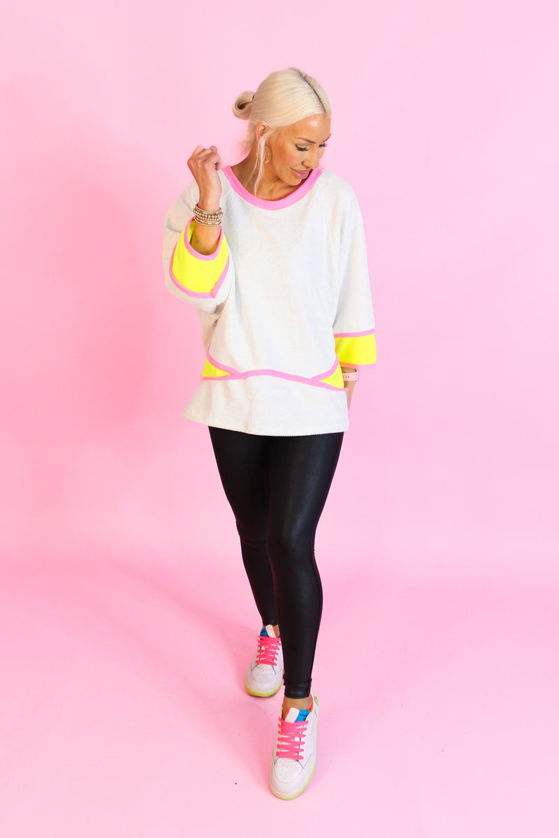 Gray and Neon Oversized Top - Shop Trendy Tops Now At Kendry Collection Boutique