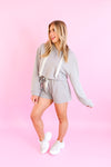 Grey Paisley Detail Cropped Hoodie Set - Shop At Kendry Boutique 