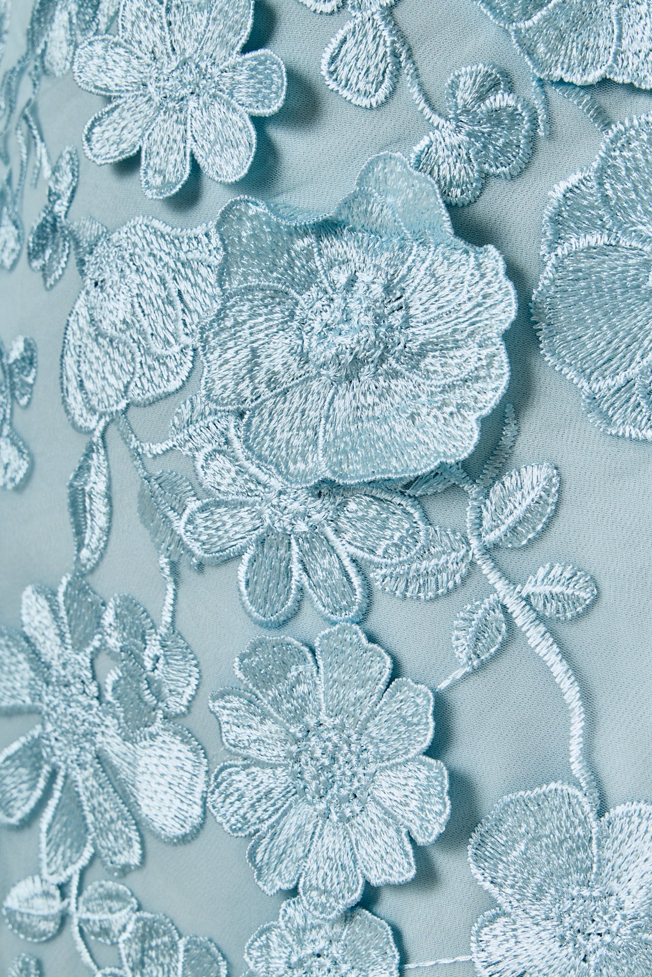 Strapless Embroidered 3D Flower Maxi Dress - Icy Blue