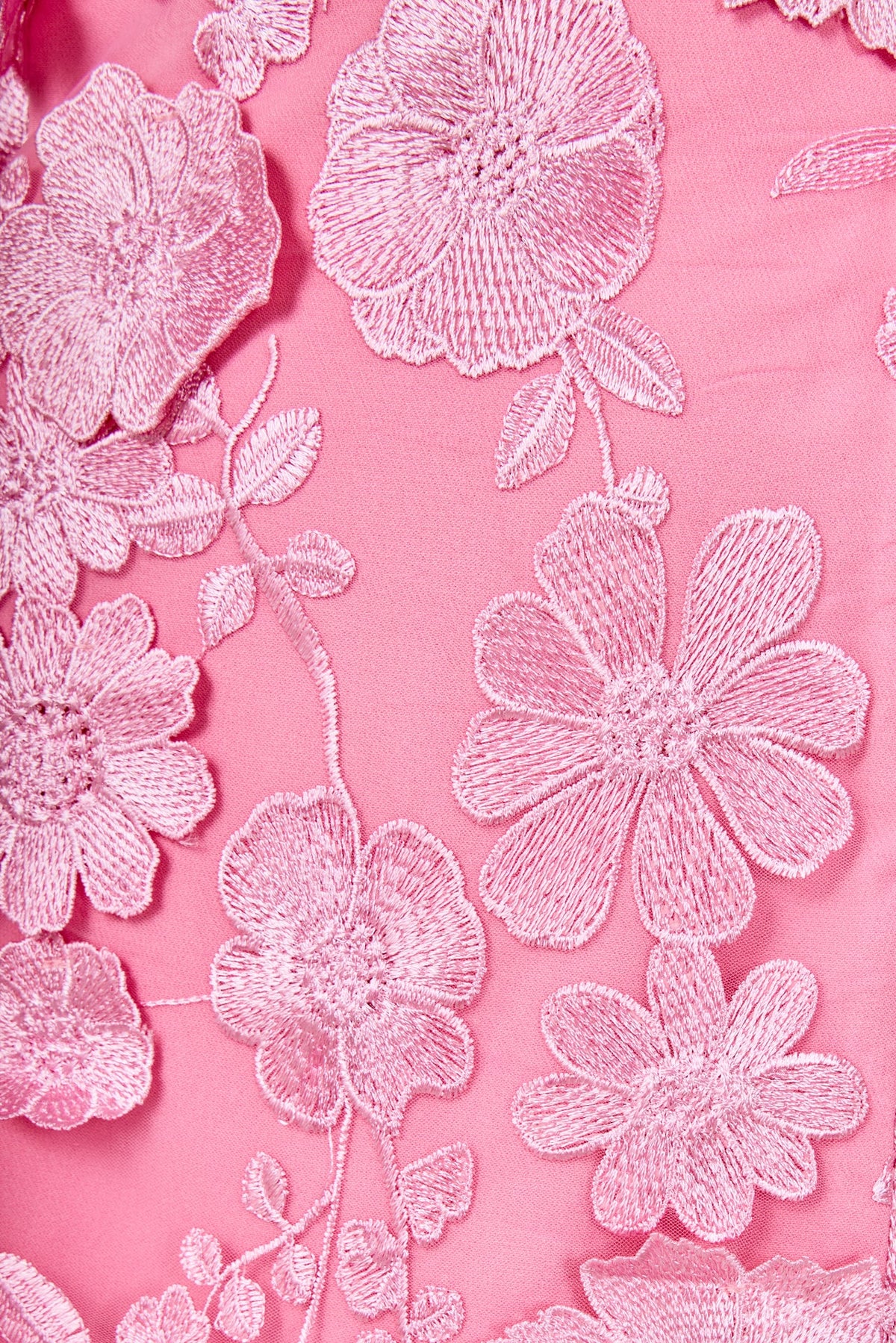 Strapless Embroidered 3D Flower Maxi Dress - Peony Pink