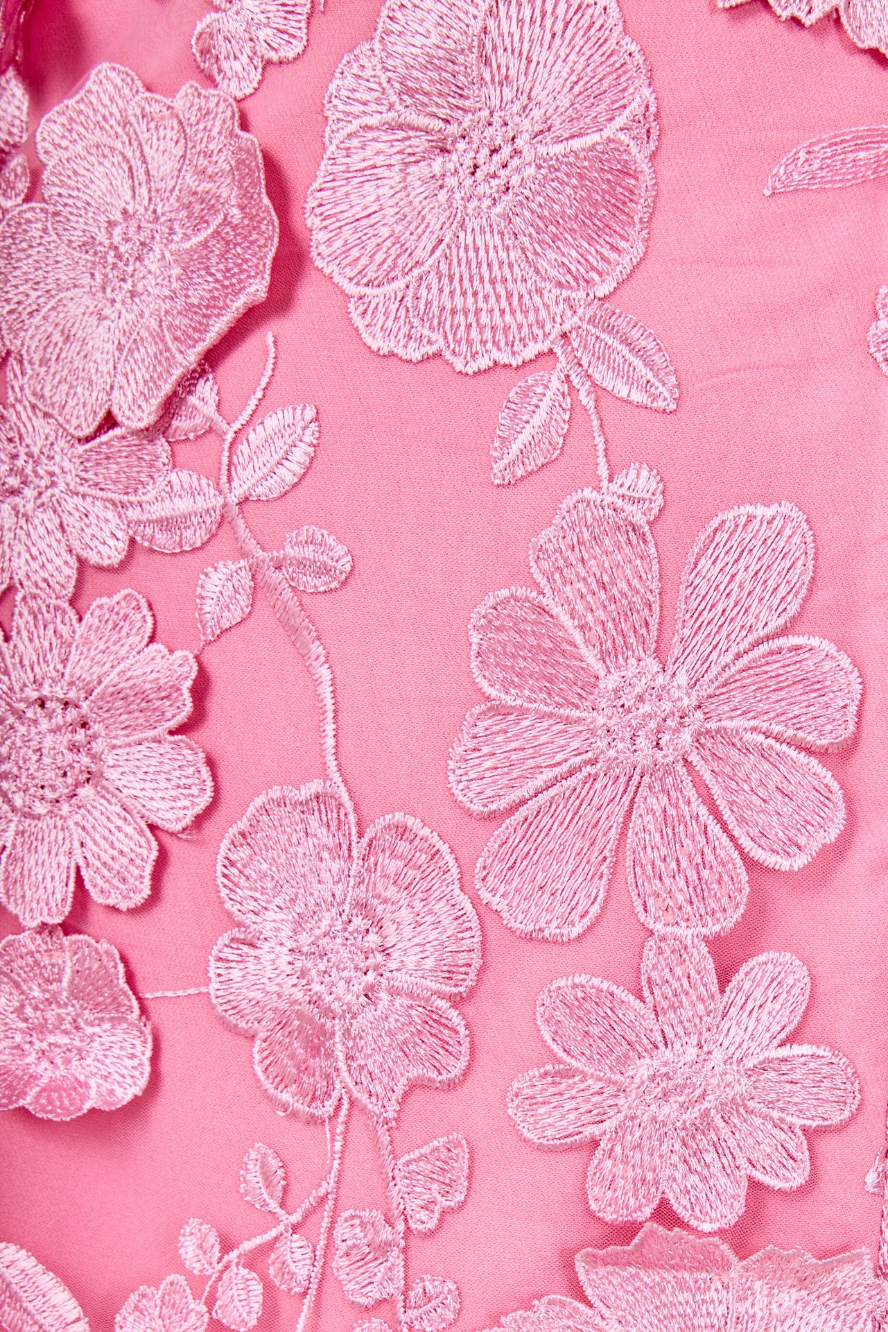 Strapless Embroidered 3D Flower Maxi Dress - Peony Pink