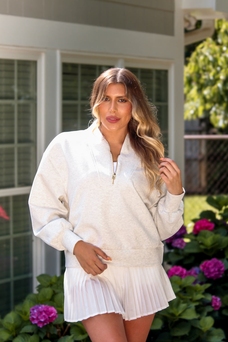 Heather Gray Half Zip Scuba Sweatshirt