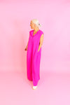 Hot Pink Button Up Wide Leg Jumpsuit - Shop Trendy Jumpsuits Now At Kendry Collection Boutique