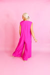 Hot Pink Button Up Wide Leg Jumpsuit - Shop Trendy Jumpsuits Now At Kendry Collection Boutique
