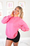 Hot Pink High Low Acid Wash Fleece Sweatshirt With Pockets - Shop Kendry Collection Boutique 