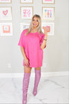 Hot Pink Rhinestone Oversized Top