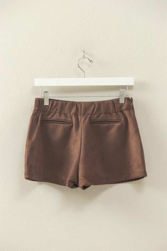 Dark Brown Suede Mini Skort