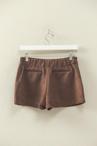 Dark Brown Suede Mini Skort
