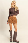 Camel Suede Mini Skort
