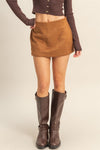 Camel Suede Mini Skort