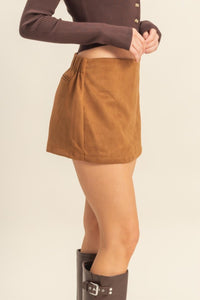 Camel Suede Mini Skort