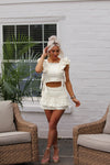 White Ruffle Skirt Set
