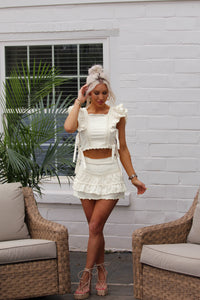 White Ruffle Skirt Set