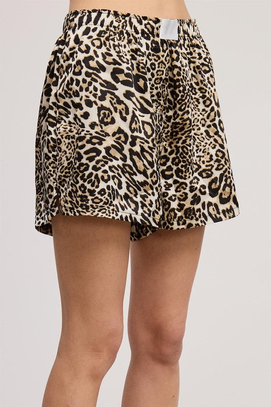 Leopard Print High Waisted Boxer Shorts