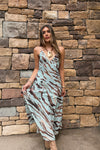 Blue and Brown Animal Print Maxi Dress