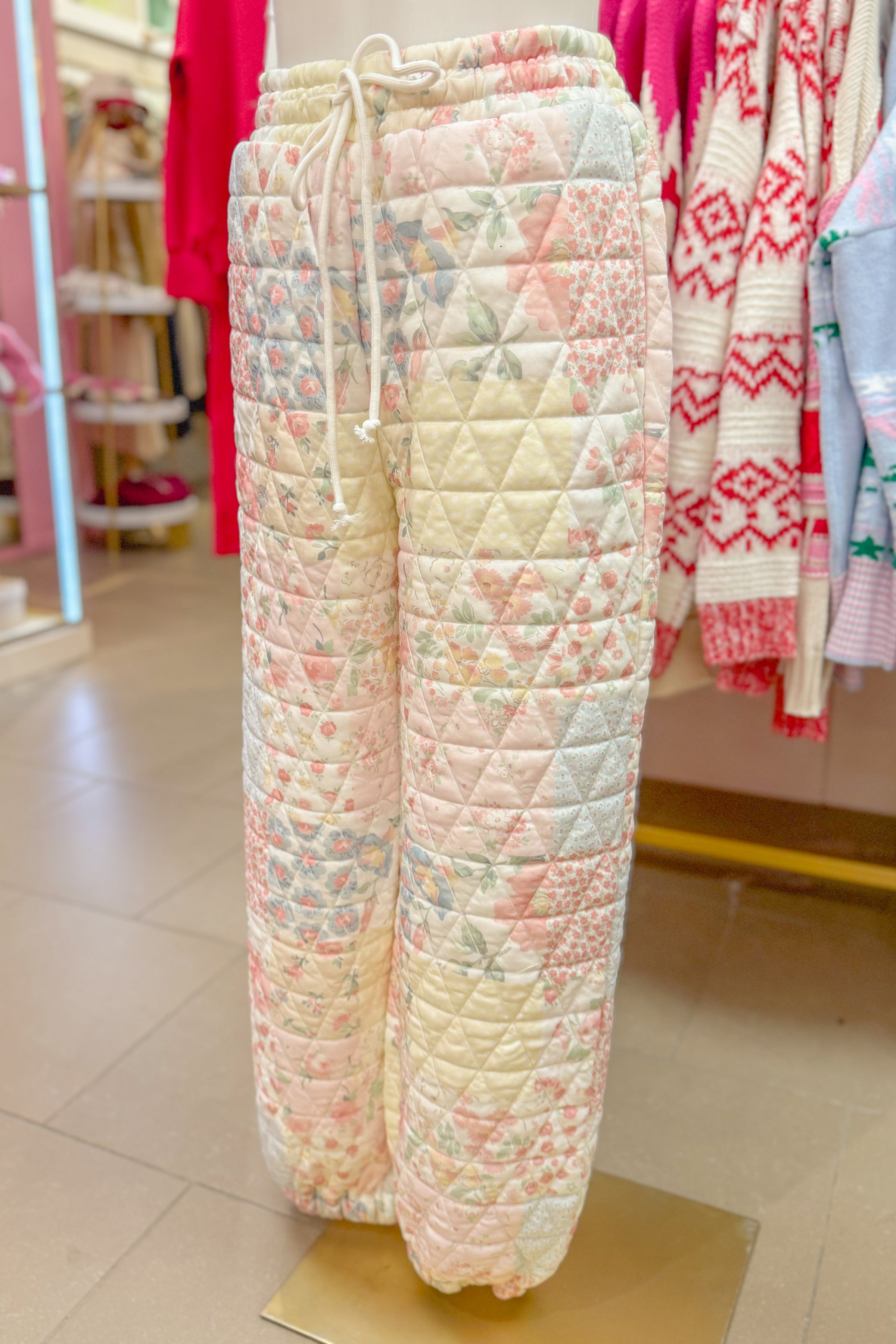 Floral Quilted Sweatpants