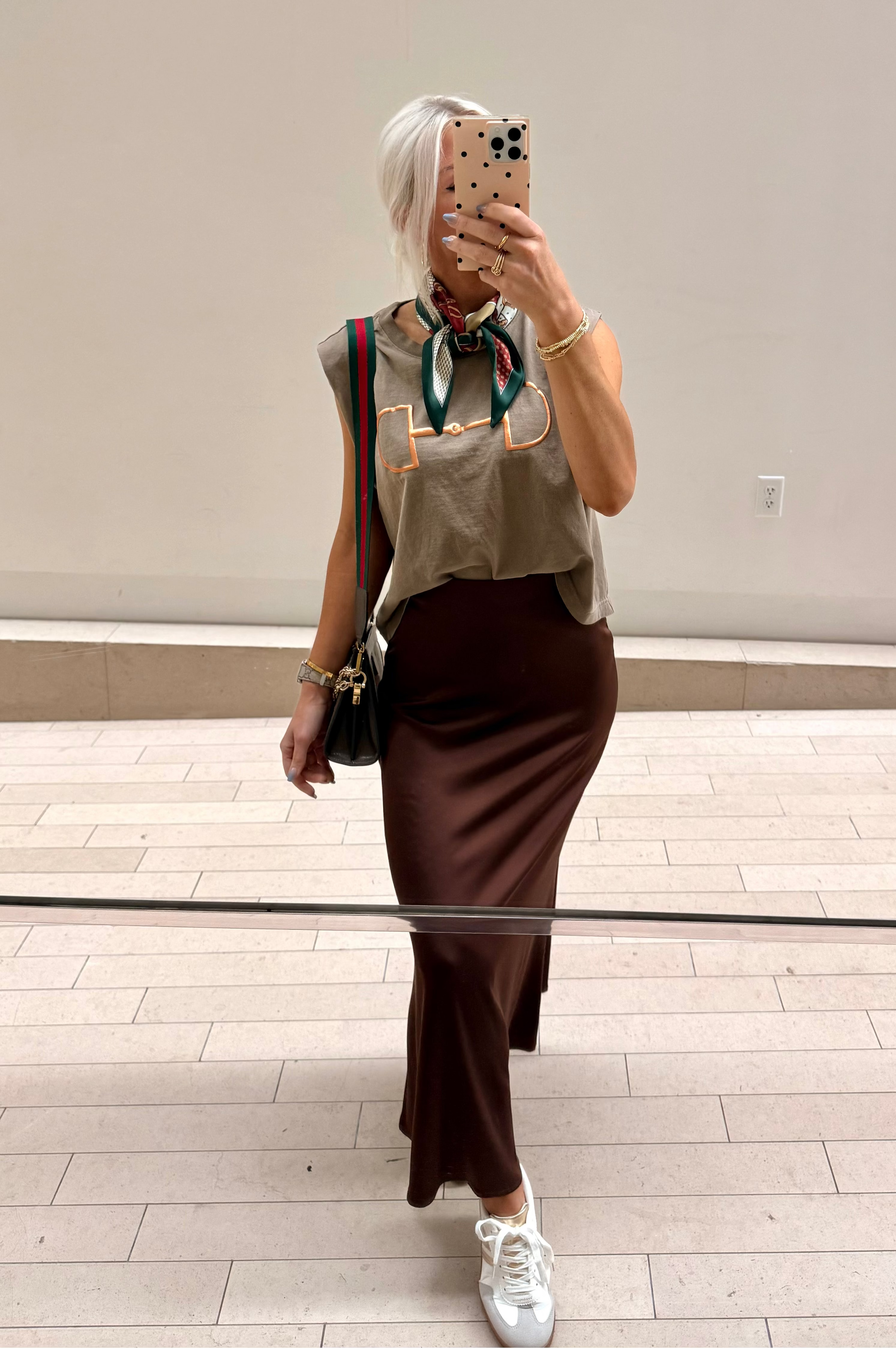 Isla Chocolate Brown Satin Midi Skirt