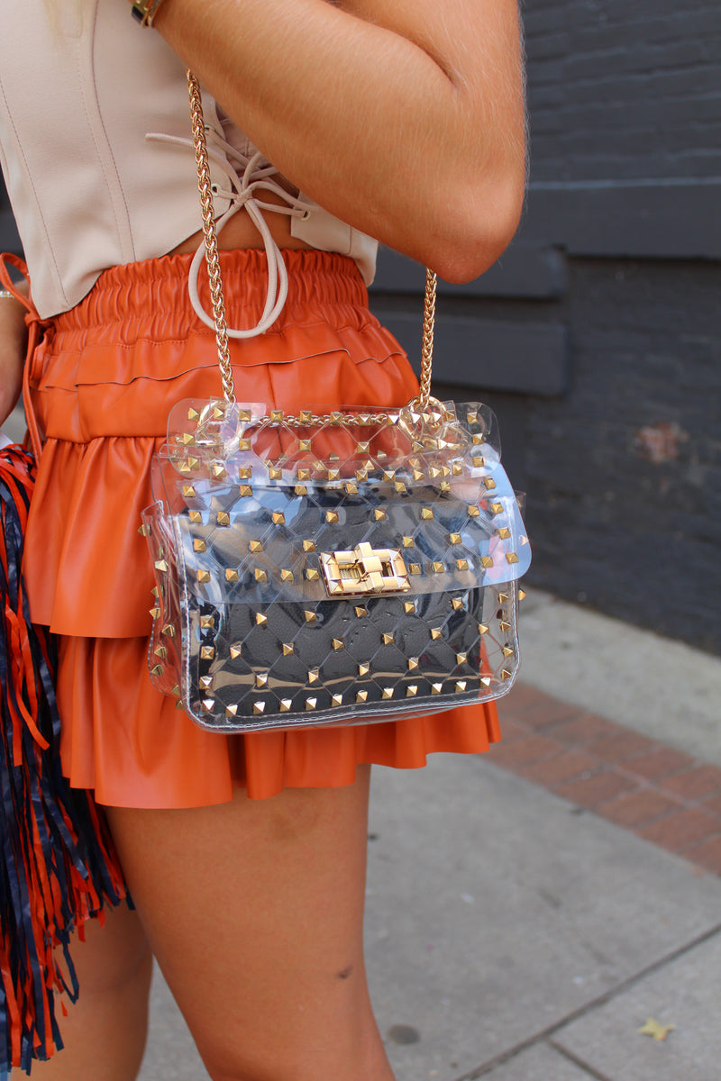 Chloe Studded Clear Crossbody Purse