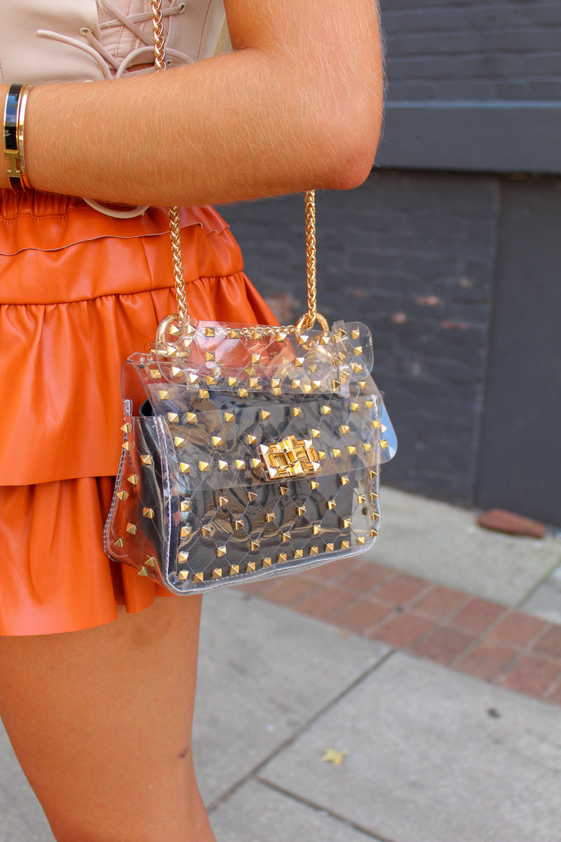 Chloe Studded Clear Crossbody Purse