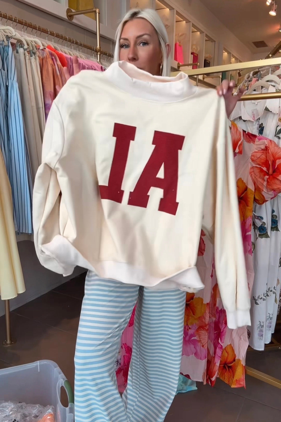 Reversible Floral Print Alabama X AL Mock Neck Sweatshirt