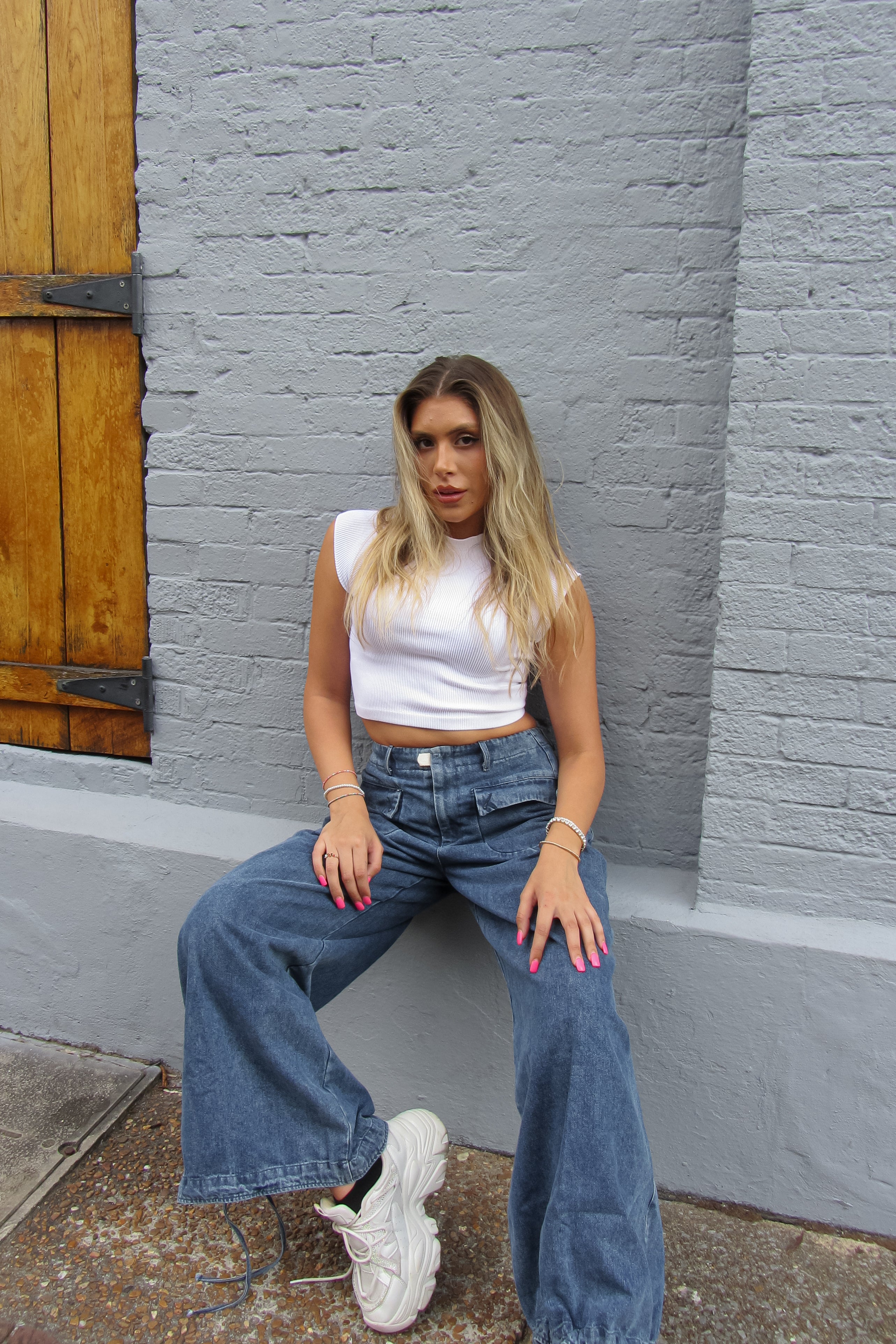 Denim Front Pocket Parachute Jeans | Kendry Collection Boutique