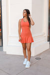Orange Ruffle Hem Tennis Dress
