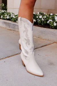 Zane White Rhinestone Cowgirl Boots