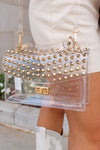 Camila Gold Studded Clear Crossbody Purse