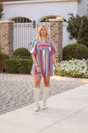 Apple Orchard Multi Stripe Babydoll Short Sleeve Dress