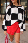 Black Checkered Knit Sweater