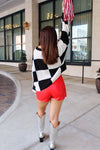 Black Checkered Knit Sweater