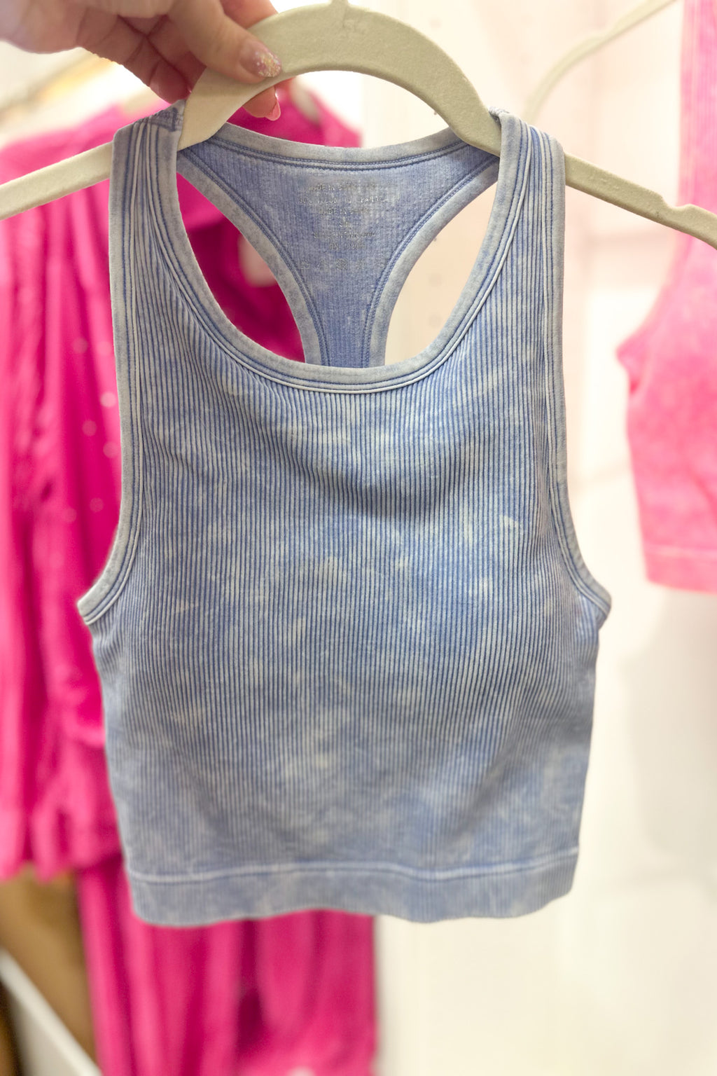 Sky Blue Acid Wash Racer Back Ribbed Tank Top – Kendry Collection Boutique