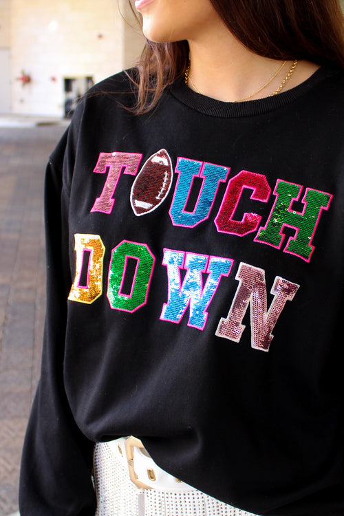 Black Sequin Touch Down Sweatshirt