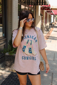 Pink Rose American Cowgirl Graphic Tee