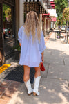 Striped Oversized Button Up Tunic Top