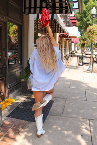 Striped Oversized Button Up Tunic Top