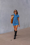 Denim Short Sleeve Top and Mini Skirt Set