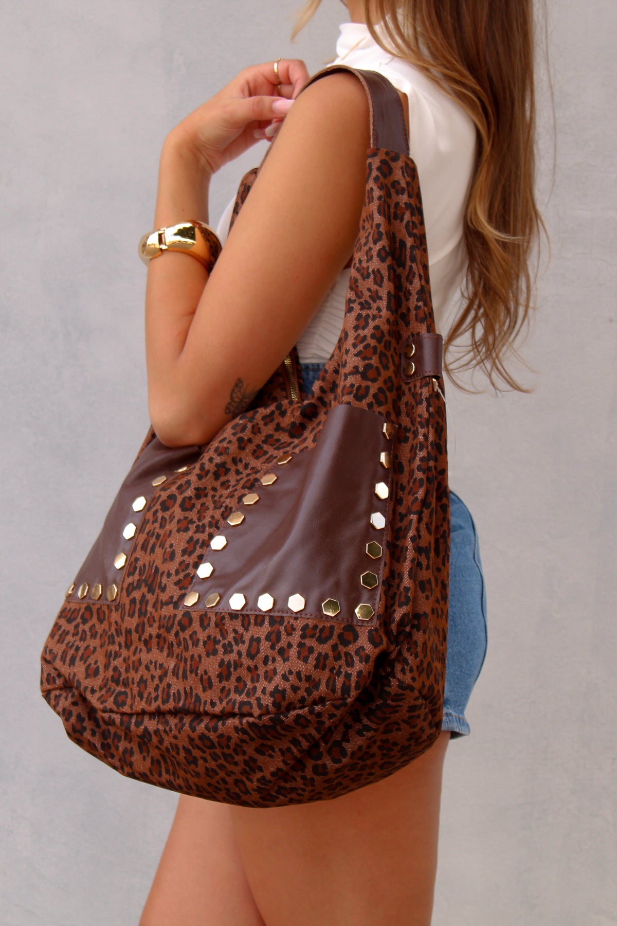Leopard Slouchy Hobo Bag With Front Pockets