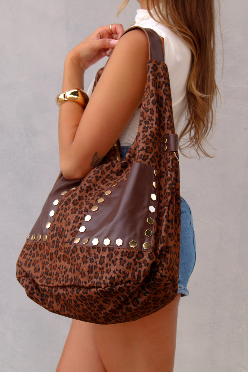 Leopard Slouchy Hobo Bag With Front Pockets