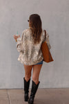 Woodland Camo Oversized Denim Jacket With Contrasting Collar