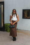 Espresso Brown Suede Maxi Skirt