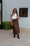 Espresso Brown Suede Maxi Skirt