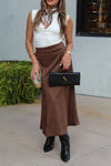 Espresso Brown Suede Maxi Skirt