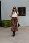 Espresso Brown Suede Maxi Skirt